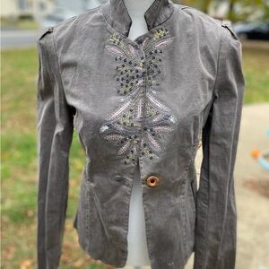 LaRok Gray Embroidered Women's Blazer